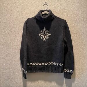 Lauren Ralph Lauren grey and cream 100% cotton snowflake turtleneck sweater, P/S